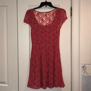 Coral Pink Urban Outfitters Lace Dress